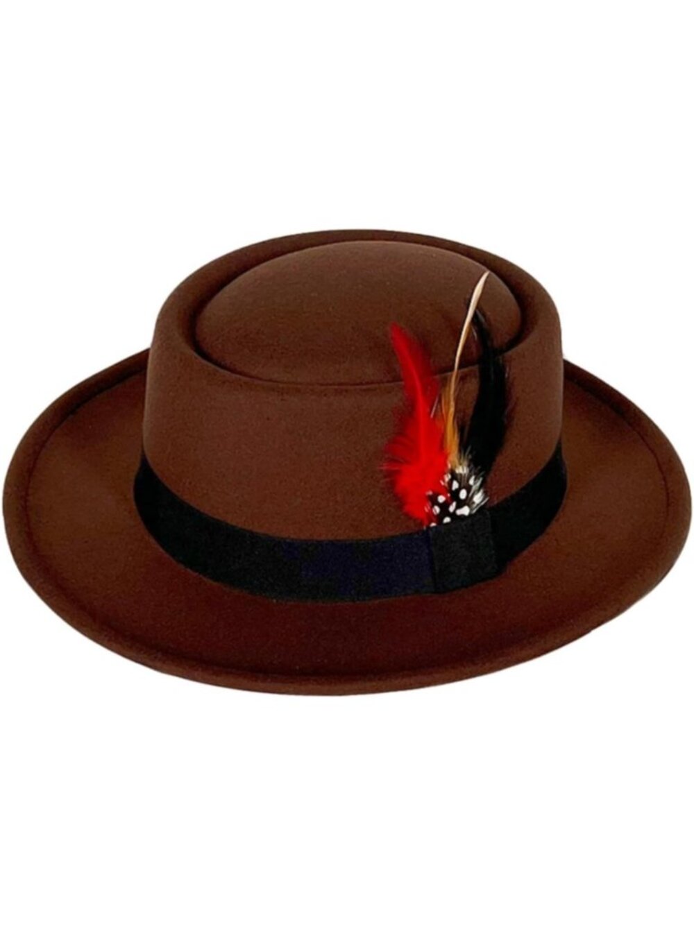 Stylish Wool Felt Fedora Hat for Women & Men, Wide Brim Porkpie Jazz Hat with